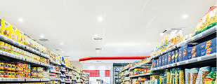 Interior of convenience store lit up