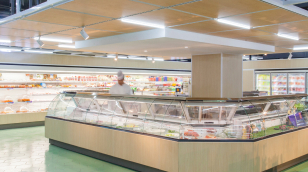 Photo of grocery store case lighting over chilled goods